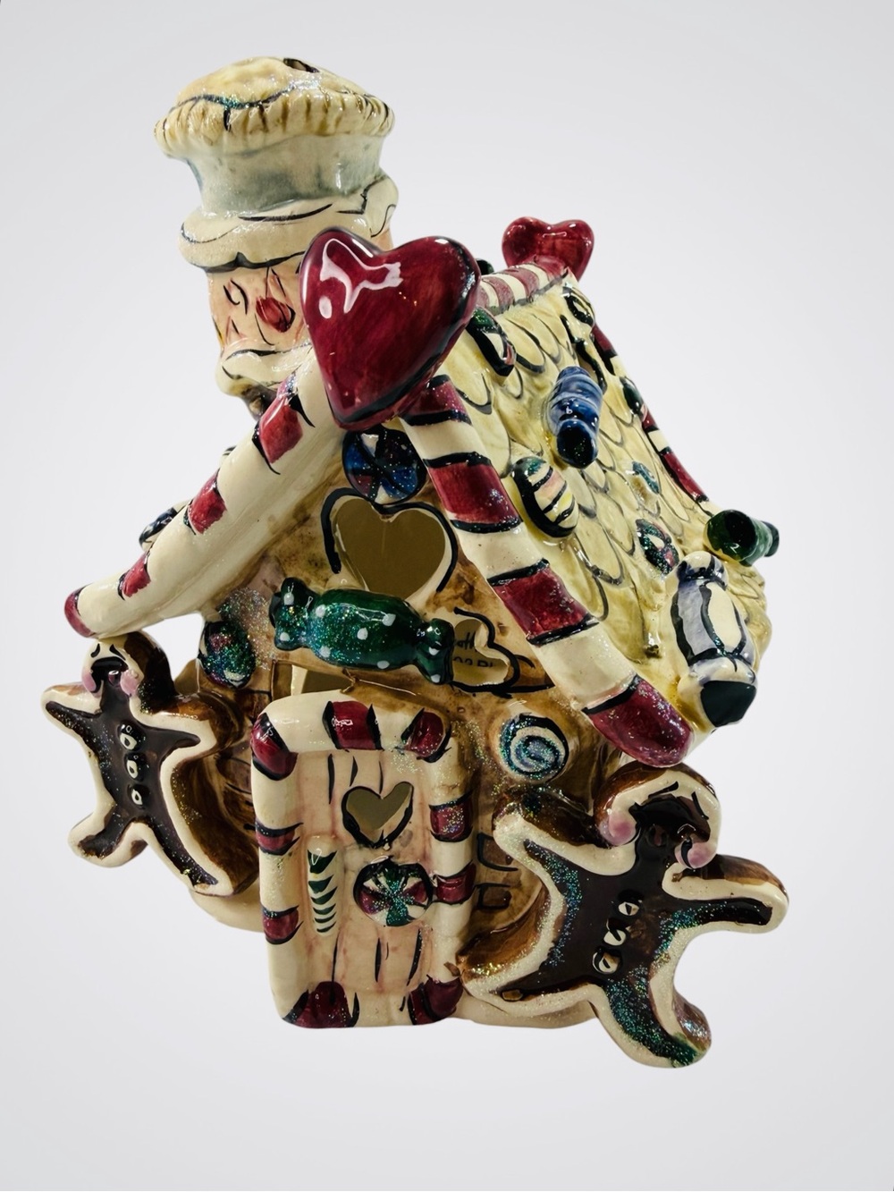 Vintage Blue Sky Clayworks Gingerbread Heart Tea Lite House Heather Goldminc